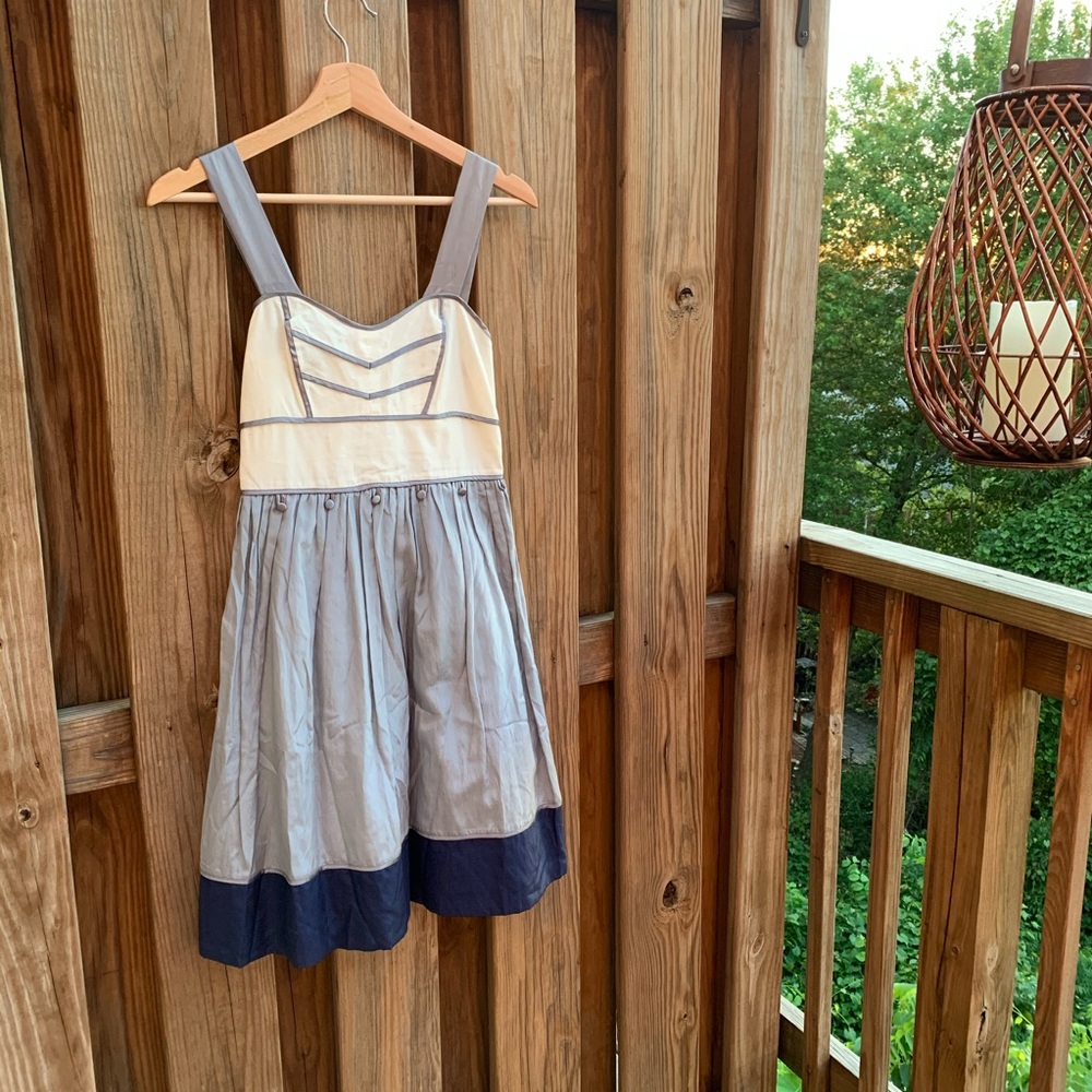 Burlapp Silvery Gray Nautical Cotton Silk Dress